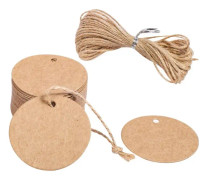 100 st Kraft-etiketter, 5 cm i diameter Runda Kraftpappersetiketter