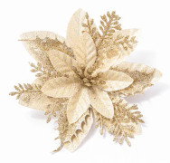 20ST julblommor konstgjorda med klämma, julstjärna blommor med glitterpulver dekorationer för julgransgirland julkrans