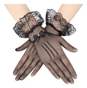 Korta Mesh Handskar för Damer Eleganta Blommiga Artighetshandskar med Spets Satinhandskar för Bröllopsmiddagar 1920-tals Opera