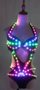 Fullfärg Pixel LED-ljus Jacka Kappa Jazz Bar Ds Sexig kostym Dj Bikini Nattklubb-