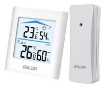 Trådlös väderstation med utomhussensor, digital termometer och hygrometer för inomhus- och utomhustemperatur, justerbar bakgrundsbelysning White