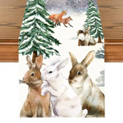 Mub- Christmas Tablecloths Santa Claus Snowflake red flower Tablecover Stain-Resistant tablerunner for Christmas table decorations XS0305-937