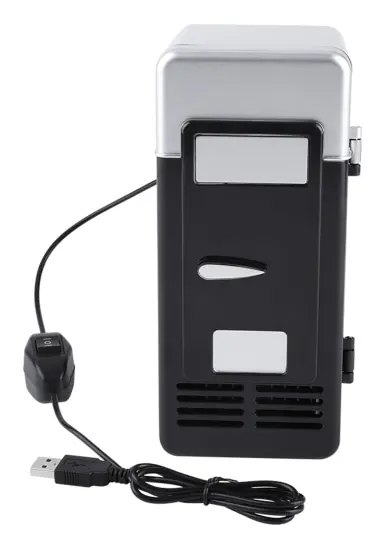 LED Mini USB Kylskåp USB Kylskåp Drycker Dryckesburkar Kylskåp och värmare Svart