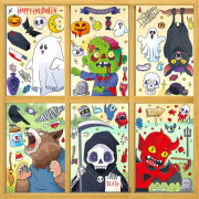 6 ark Söta halloween-fönsterkläpor för barn 3d halloween-fönsterdekaler Dubbelsidiga halloween-fönsterklängar för glasfönster. Söt halloween-fönster