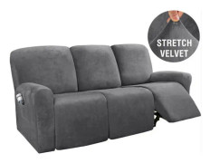 8 st Fåtöljöverdrag Sammet Stretch Vilstolsöverdrag för 3-sits Sofföverdrag
