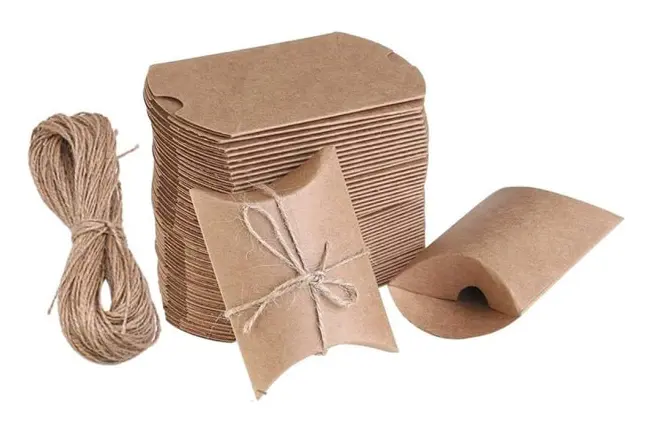 100 st Kraft presentpåsar bruna små kuddförpackningar vintage naturliga godisaskar med jutesnöre för julfest bröllop födelsedag 9*7*2.5cm