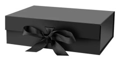 Presentförpackning med lock för presenter med band och magnetstängning (svart) 23*