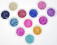12 st set med glittrande naglar, glittrande pulver holografisk mak