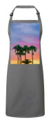 Premium Köksförkläde Grå palmer och Sunset Multicolor Tropics Beach