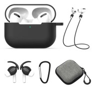AirPods Pro Fodral Halsrem Earhooks Väska 5-i-1 Svart svart