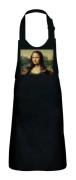 Barnförkläde 2 fickor Svart kök Mona Lisa Leonard Da Vinci Mästerverk Målning - High-end
