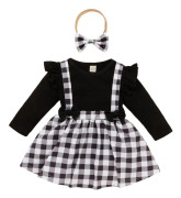 Jul Ruffle Långärmade T-shirts Suspender Overall Klänning