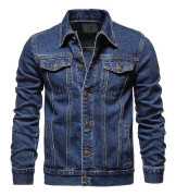 Jeansjacka för män Slim Fit Casual Trucker Jacka Coat Blue XS