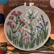 Nybörjarbroderi-blomsterkit Handbroderi för nybörjare 0 Baserat gör-det-själv-handbroderimaterialpaket
