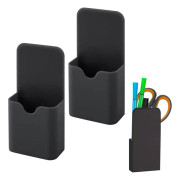 2 st magnetiska pennhållare, magnetiska pennhållare organizer hemmakontorsmaterial för kylskåp whiteboard skåp (svart)