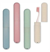 4 st resefodral för tandborstar med ventilationshål – Bärbara, ventilerande tandborsthållare i plast, blå, grön, beige, rosa, 20 x 3 cm
