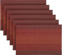 Set med 6 tvättbara PVC bordstabletter Halkfri, värmebeständig, lätt att rengöra och förvara, 45 cm x 32 cm röd