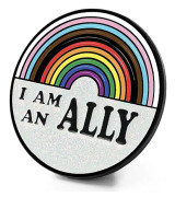 JAG ÄR EN ALLIERAD Enamel Pin Rainbow ALLIERAD Pin Lapel Pin LGBT Metall Broscher Roliga Märken LGBTQ Hård Glitter Pin Lätt