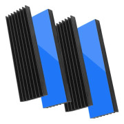 4st aluminium kylflänsar med thermal självhäftande kudde för dator, M.2 SSD, PC-minne, 70 mm x 22 mm x 3 mm, svart