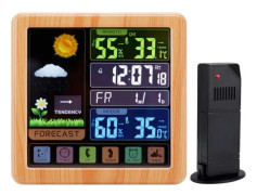 Trådlös väderstation, TS-3310 Full Touch Screen inomhus och utomhus termohygrometer väderprognos (trä)