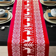 Julbordstablett i linne med tryckta bordslinjer för juldekoration i hemmet, 183 x 33 cm