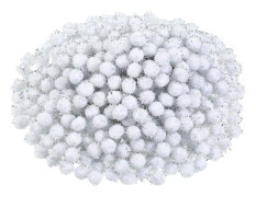 600 stj glitter pom poms för julpyssel och dekoration (vita)