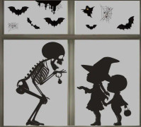 Halloween-festdekoration Dödskalle och barn Fönsterdekal 1 st