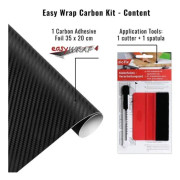 Självhäftande film för bilinpackning - Carbon Easy Wrap - 20 x 35 cm - Spatel och skärare ingår - Röd