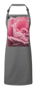 Premium grått köksförkläde närbild på rosenblad Perle de Rosee Beaute Vegetale