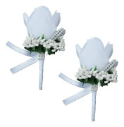 Herrbröllopsdekoration handledsbröst vit ros blomma (vit) 2 stycken
