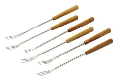 Ostfonduegafflar Bambu 6 st, Rostfritt stål, Silver/Brun, 26,5 x 1,5 x 1,5 cm