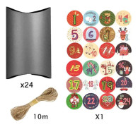 24 set julens svarta presentkuddar med tecknade nummerslagsklistermärken Hamprep Adventskalender Gör-det-självgodisgodisförpackningspåse Festfavoriter