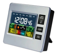 Trådlös digital väderstation med LCD-display för väder/temperatur/fuktighet, ABS, 8,6x7,7cm, Silver/Svart
