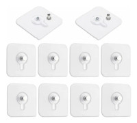 10-pack osynliga tavelfästen, transparenta självhäftande krokar
