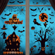 Halloween fönsterdekaler 8 ark dekoration pumpa katt Ba