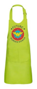 Barnförkläde 2 fickor Kök Grön Future Wonder Woman Superhjältinna Serier Mamma - High-end