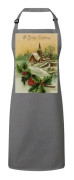 Premium Köksförkläde Grå God Jul Vintagemålning Noel Holly Snow
