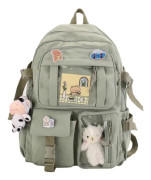 Kawaii Ryggsäck Med sött plyschhänge och Kawaii-nålar, Estetisk ryggsäck Söt Kawaii Ryggsäck för skolan