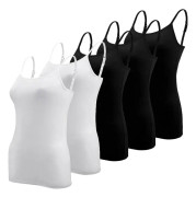 5-pack Basic Camisole Justerbar Camisole Spaghettiband Linne för Kvinnor och Flickor (Stor)