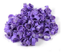 100 st/påse 16 mm 001-100 Numrerade Plast Fjäderfä Kycklingar Ankor Gås Benringar (lila)