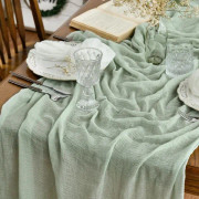 Fashion Boho Gauze Cheesecloth Grönt Köksbord Löpare 90 x 300 cm