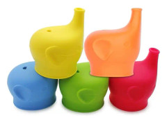 Galaxy 5 st Silikon Sippy Cup Lås Söt Elefant Design Spillfri Silikon Lada Lås