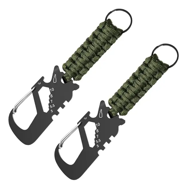 Paracord-nyckelring med karbinhake - Utomhusöverlevnadsverktyg för camping och vandring
