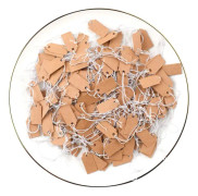 (Brun) 200 st prislappar, 26 x 12 mm Kraft prislapp klädprislapp mini smyckesetiketter med elastisk tråd för kläd- och smyckesvisning