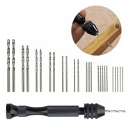 26 st mini handborr-spiralborrar, 1 handtag med 25 mini-spiralborrar (0,5 till 3 mm), handborr för trä, plast, smycken, gör-det-själv-borrning - svart, 1 st.