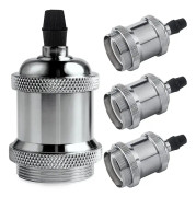 E27 Lampfot Retro Pendellampa Solid Keramisk Adapter 4 delar Kromat uttag