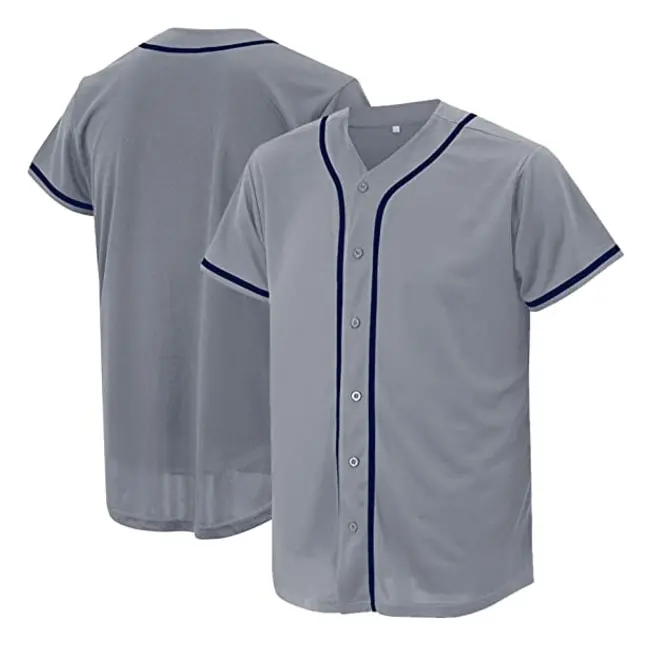 Basebolltröja för män och kvinnor, basebolltröjor för skräddarsydda skjortor med knappar, hipster hiphop sportuniformer grey xxl