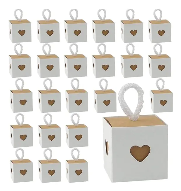 Presentförpackning, 50 st bröllopsfavoritlådor, kartongpresentlåda, tom presentlåda, minismå kraftlåda godislåda för choklad,