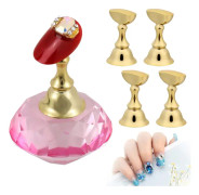 Nagelkonstdisplaystativ (rosa) med magnetiskt stativ och kristallbas, nagelkonstdisplaystativ, nagelkonsttipsdisplaystativ för nagelkonstsalong.
