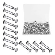 60 st M4 möbelmonteringsskruvar, kopplingsskruvar, med bultförnicklad järnkopplingsskruvar, för 31-40 mm tjocklek trä, silver